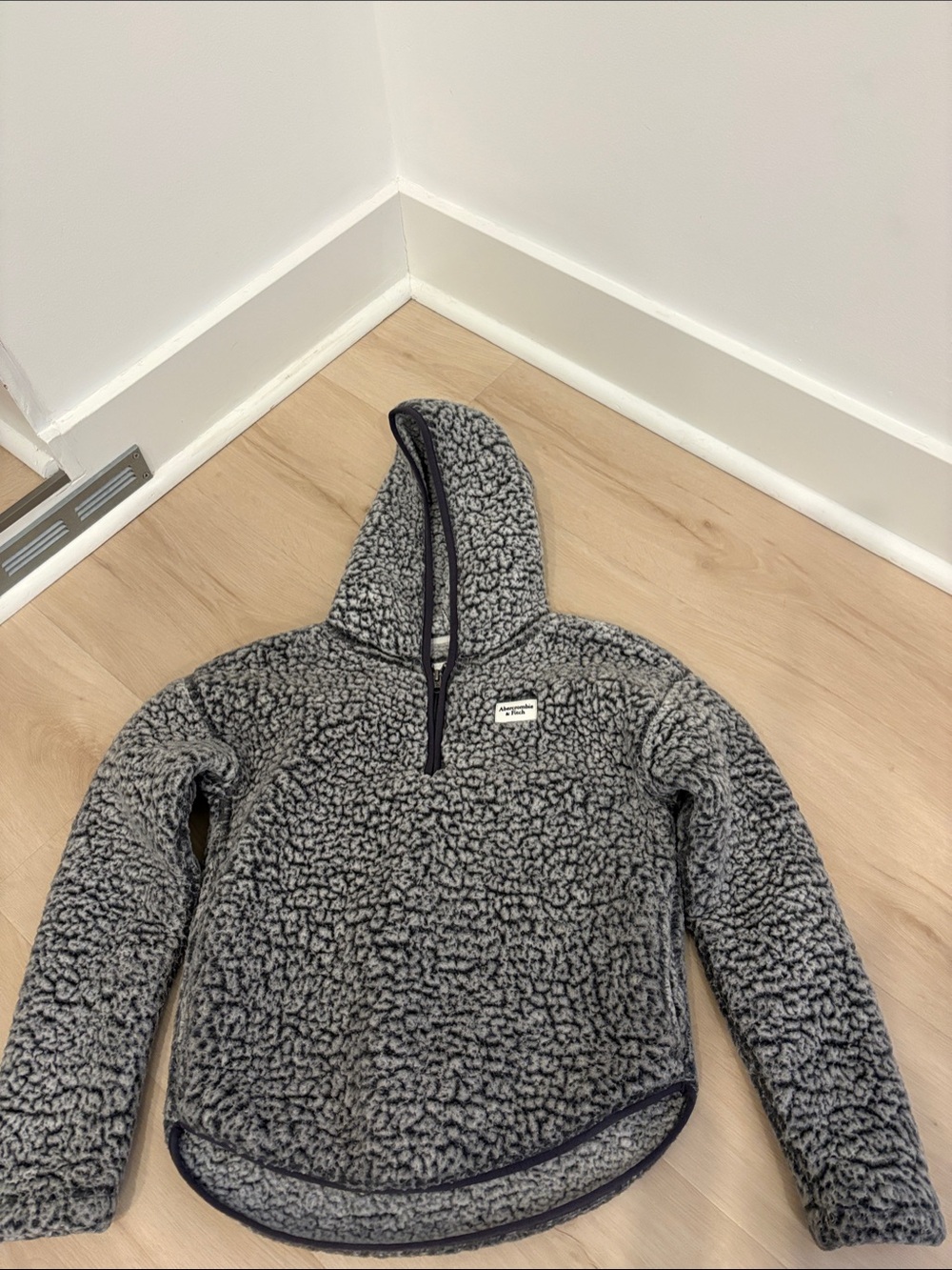 abercrombie kids Gray Sherpa Half-Zip Hoodie